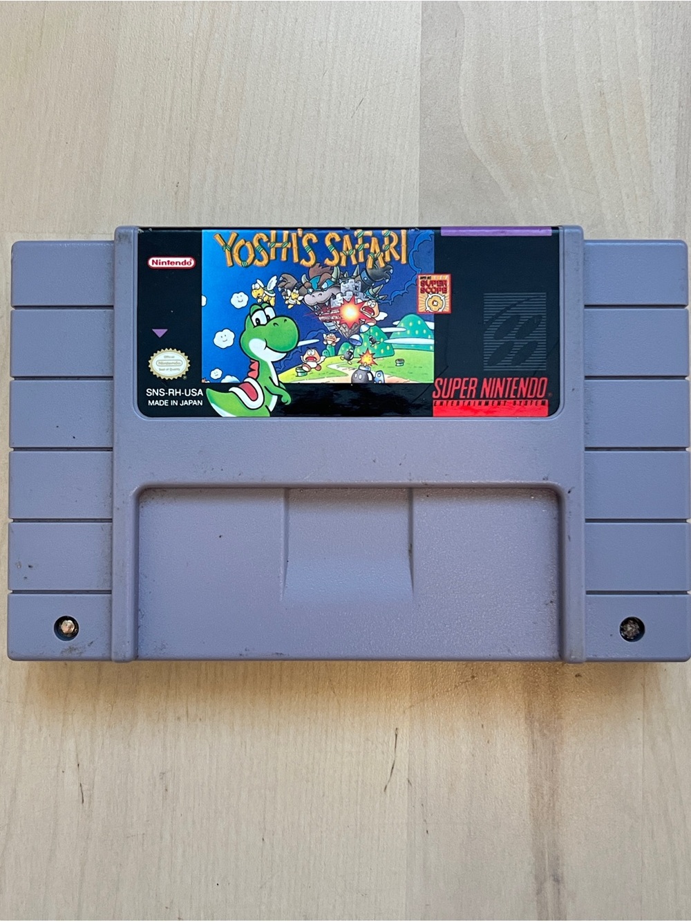 Nintendo SNES Yoshi's Safari Cartridge - Purple Gray Label Art